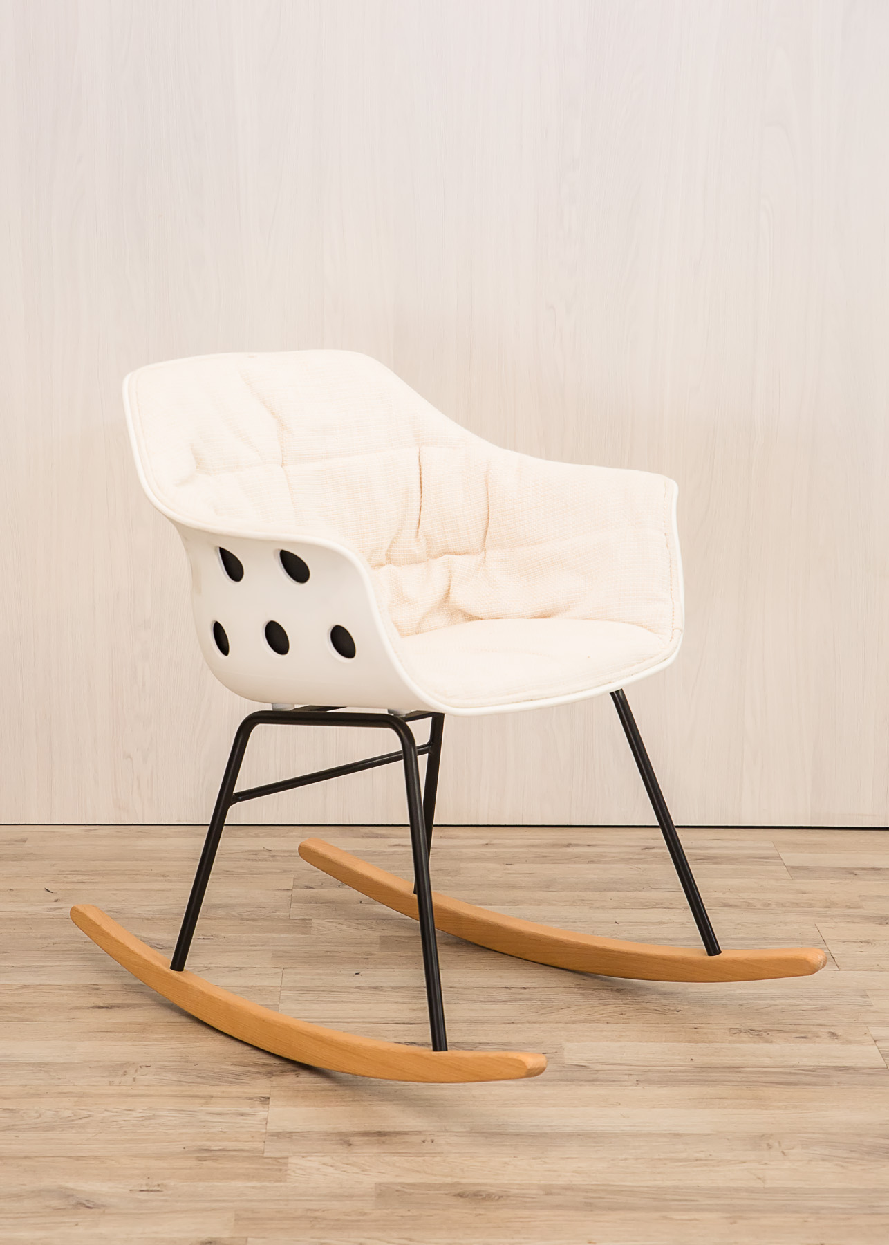 #2024078CH - White Polkadot Rocking Chair